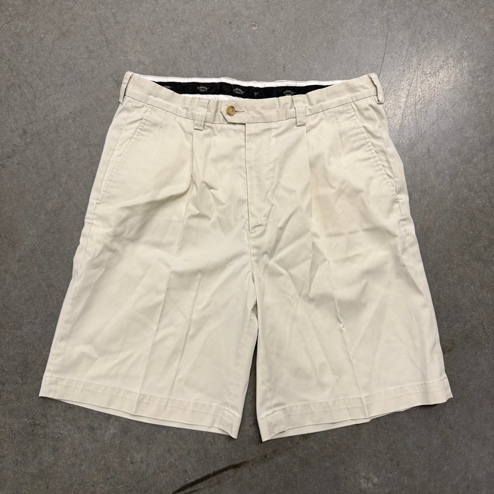 Callaway Collection Mens 35 Pleated Golf Shorts Beige Stone Cotton Blend 3358